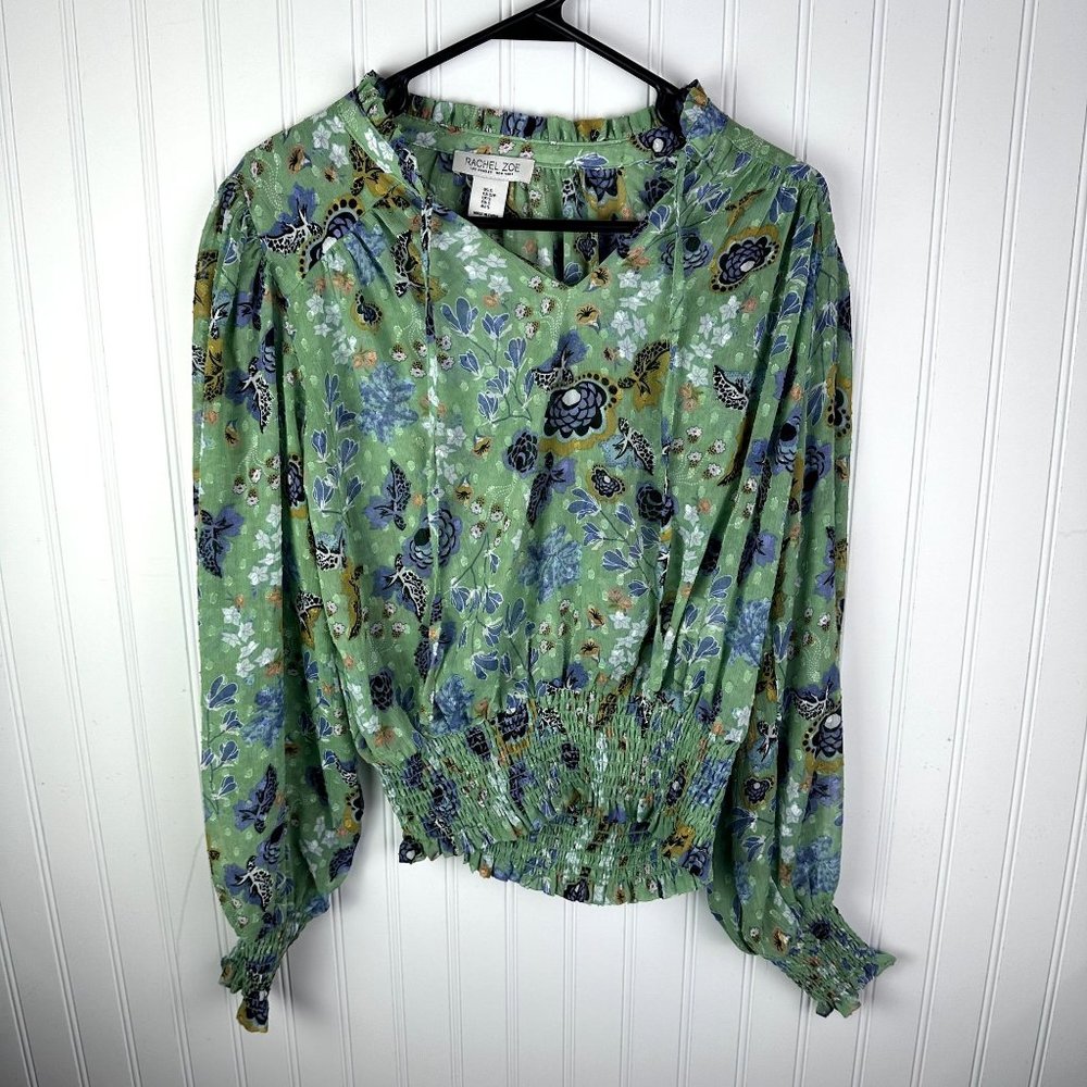 Rachel Zoe Women's Blouse Green Flora Print Size small‎